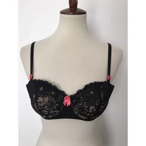 Adore Me Lingerie Floral Lace Satin Padded Underwire Bra
